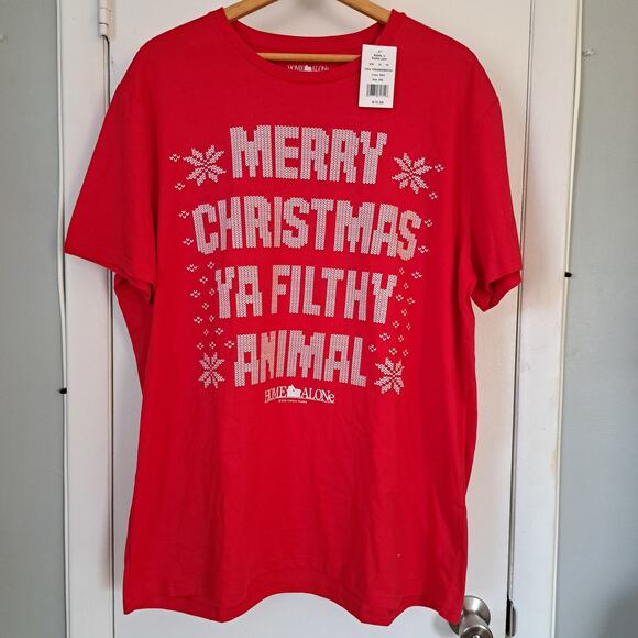 Home Alone Other - Home Alone 2X Merry Christmas Ya Filthy Animal Graphic T-Shirt Red NWT